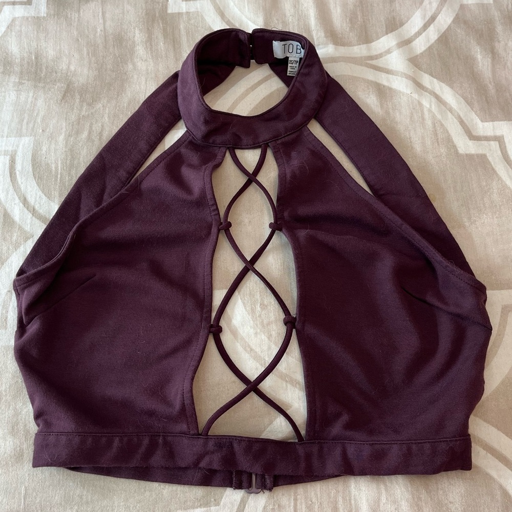 Tobi All Night Wine Crop Top